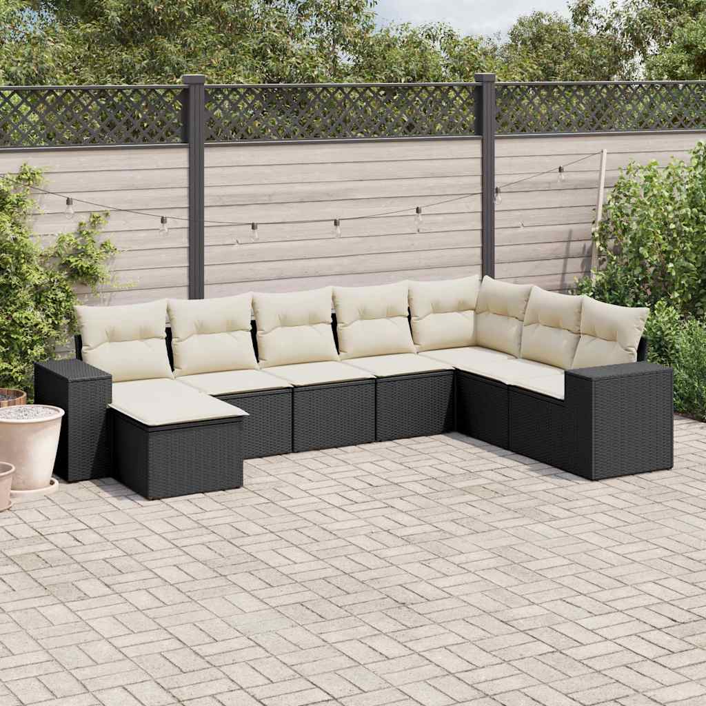 sofasæt til haven 8 dele med hynder polyrattan sort