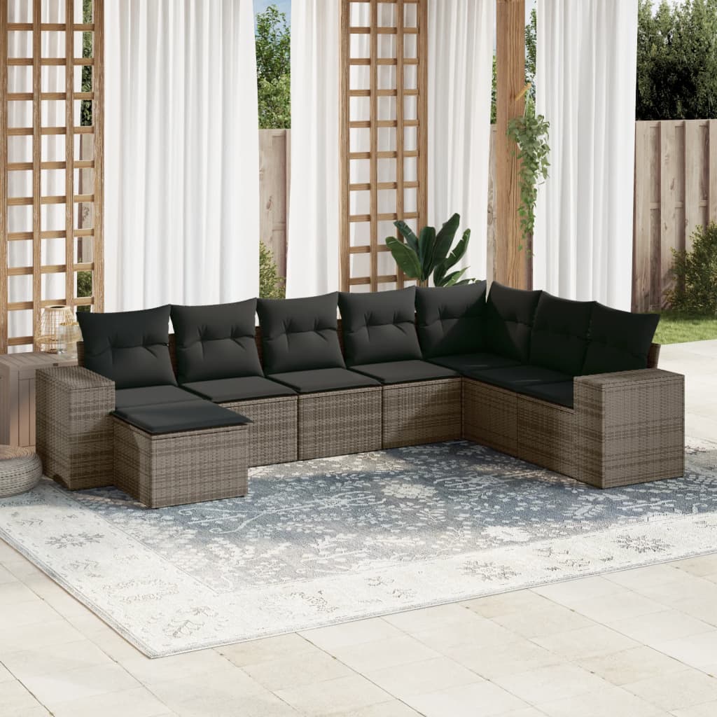 sofasæt til haven 8 dele med hynder polyrattan grå