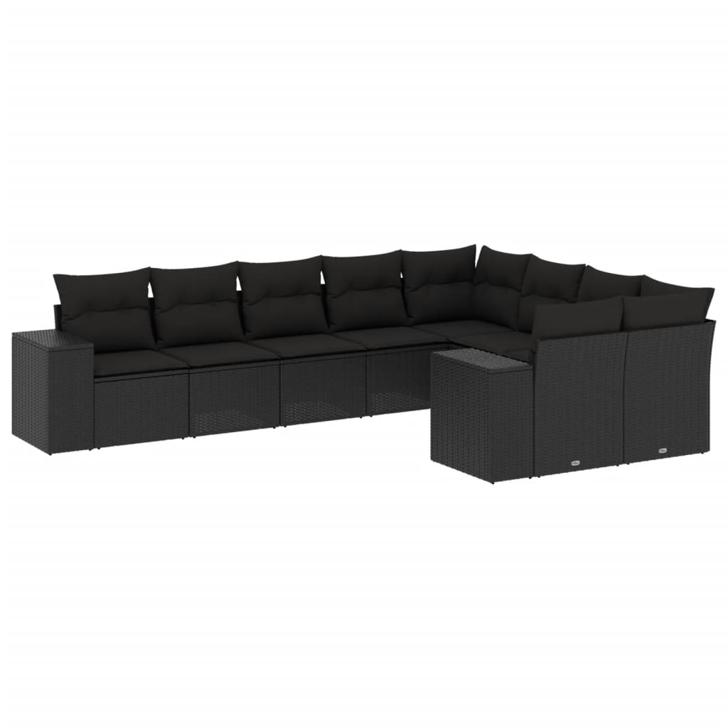 sofasæt til haven 9 dele med hynder polyrattan sort