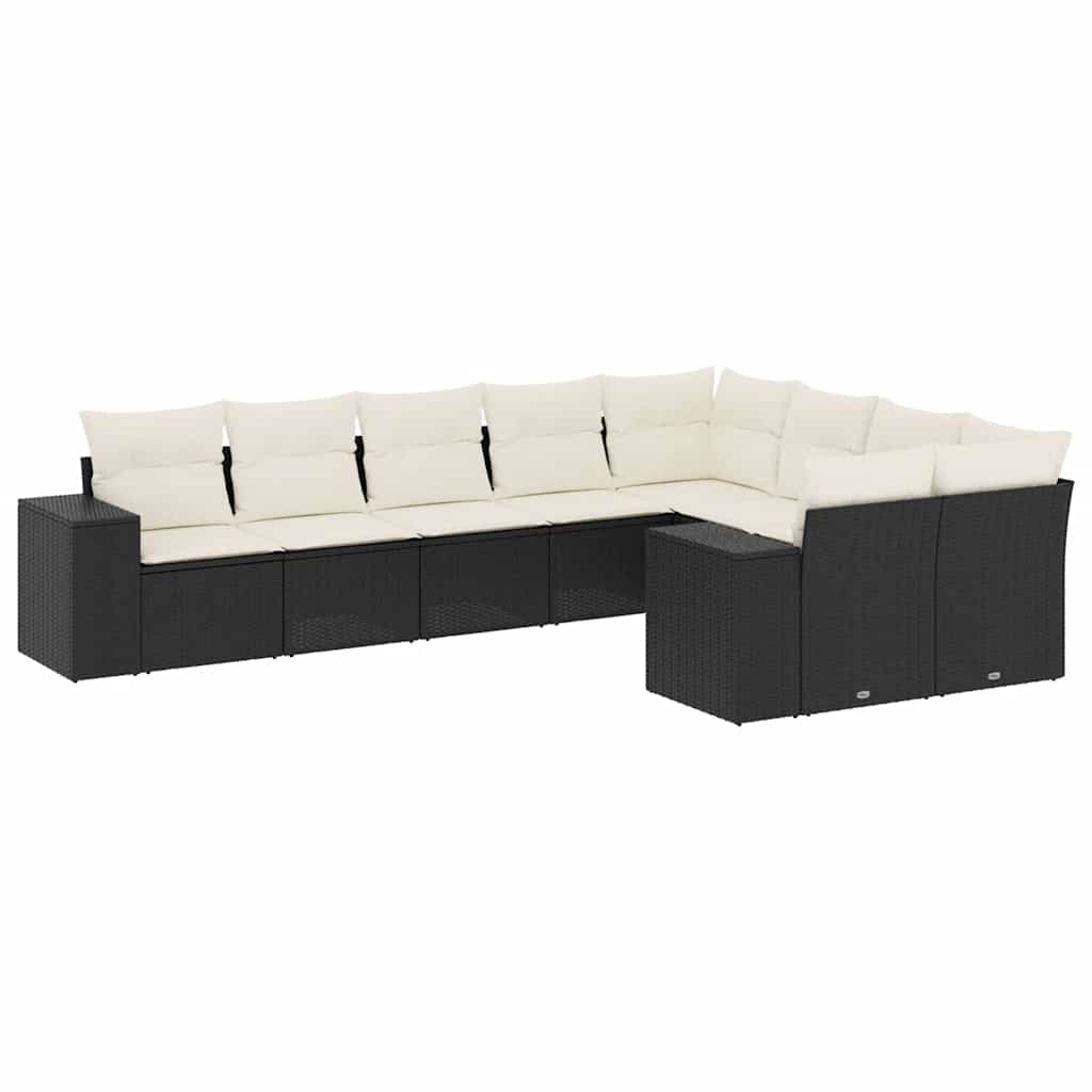 sofasæt til haven 9 dele med hynder polyrattan sort