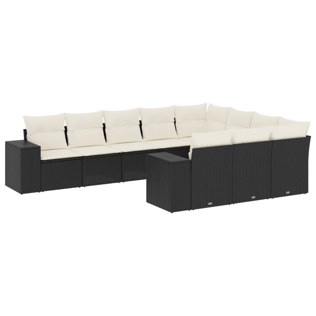 sofasæt til haven 10 dele med hynder polyrattan sort