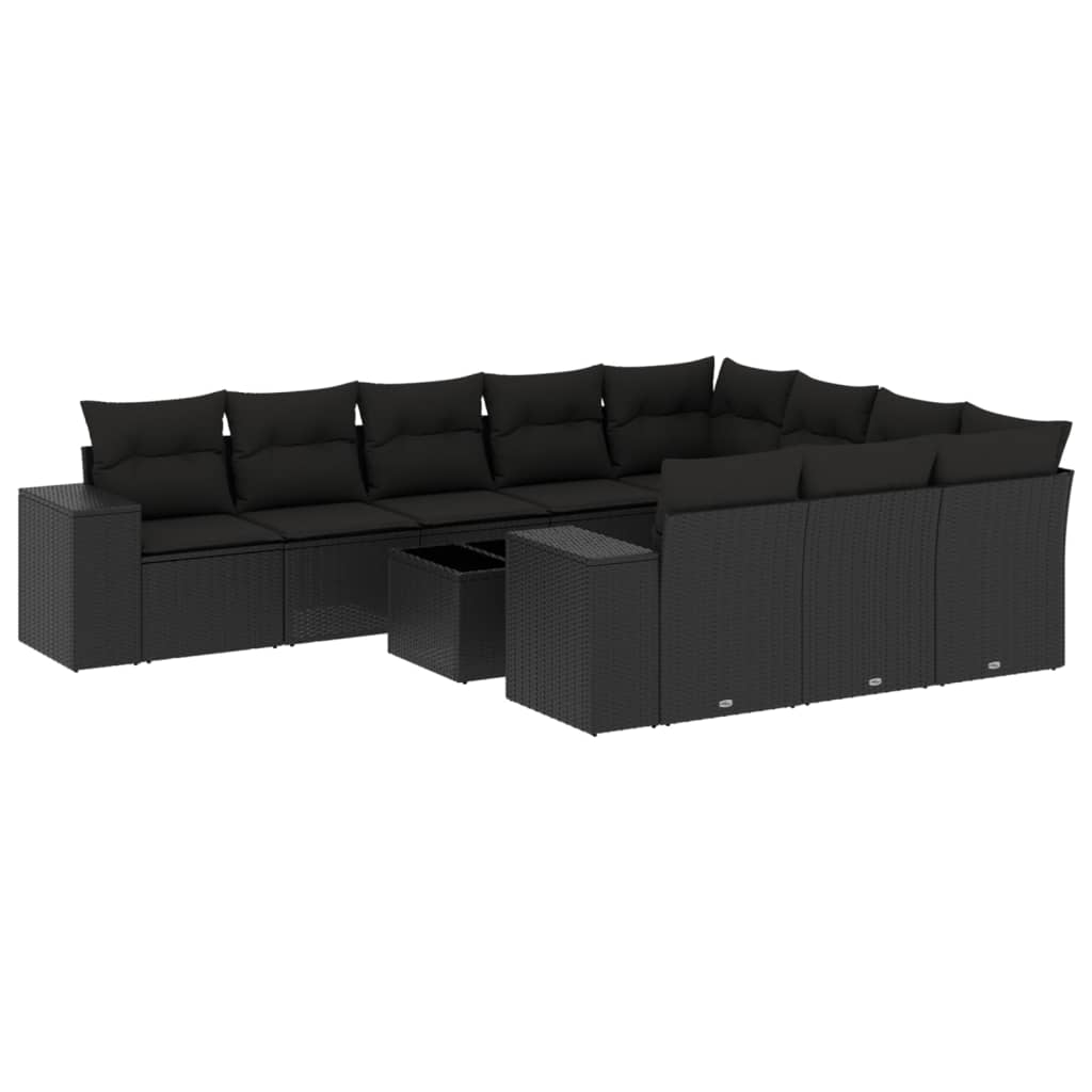 sofasæt til haven 11 dele med hynder polyrattan sort
