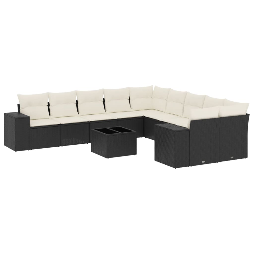 sofasæt til haven 11 dele med hynder polyrattan sort