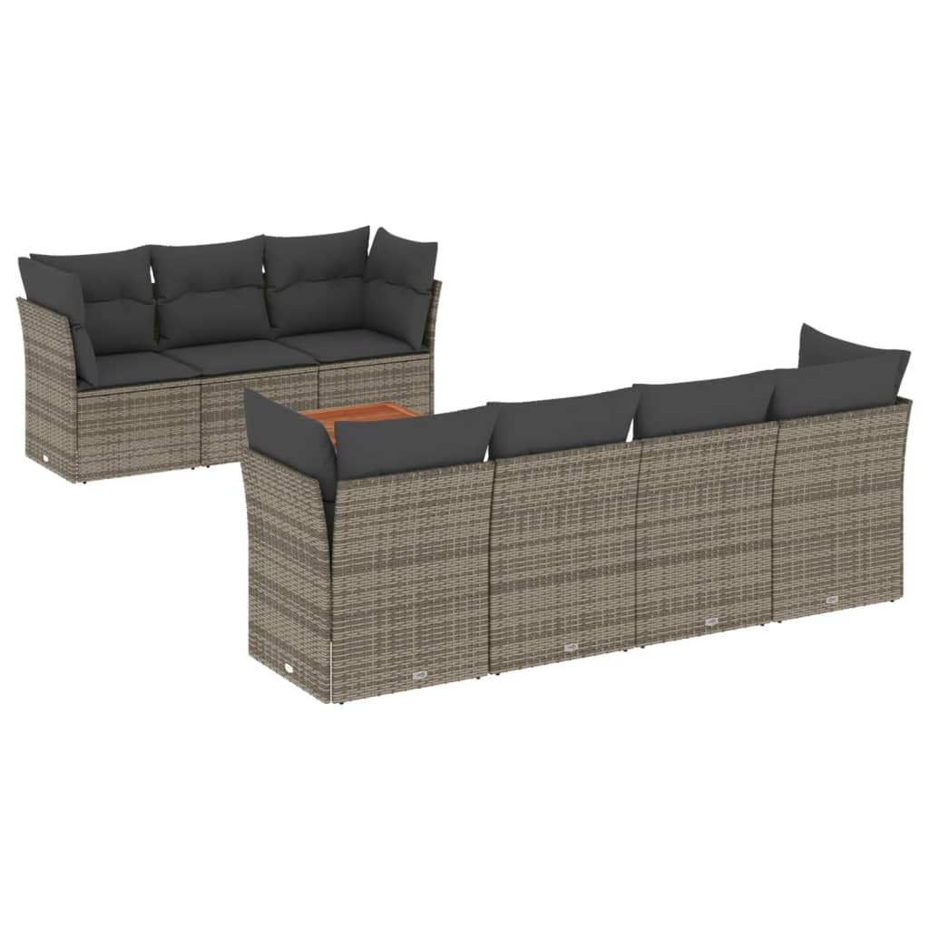 sofasæt til haven 8 dele med hynder polyrattan grå