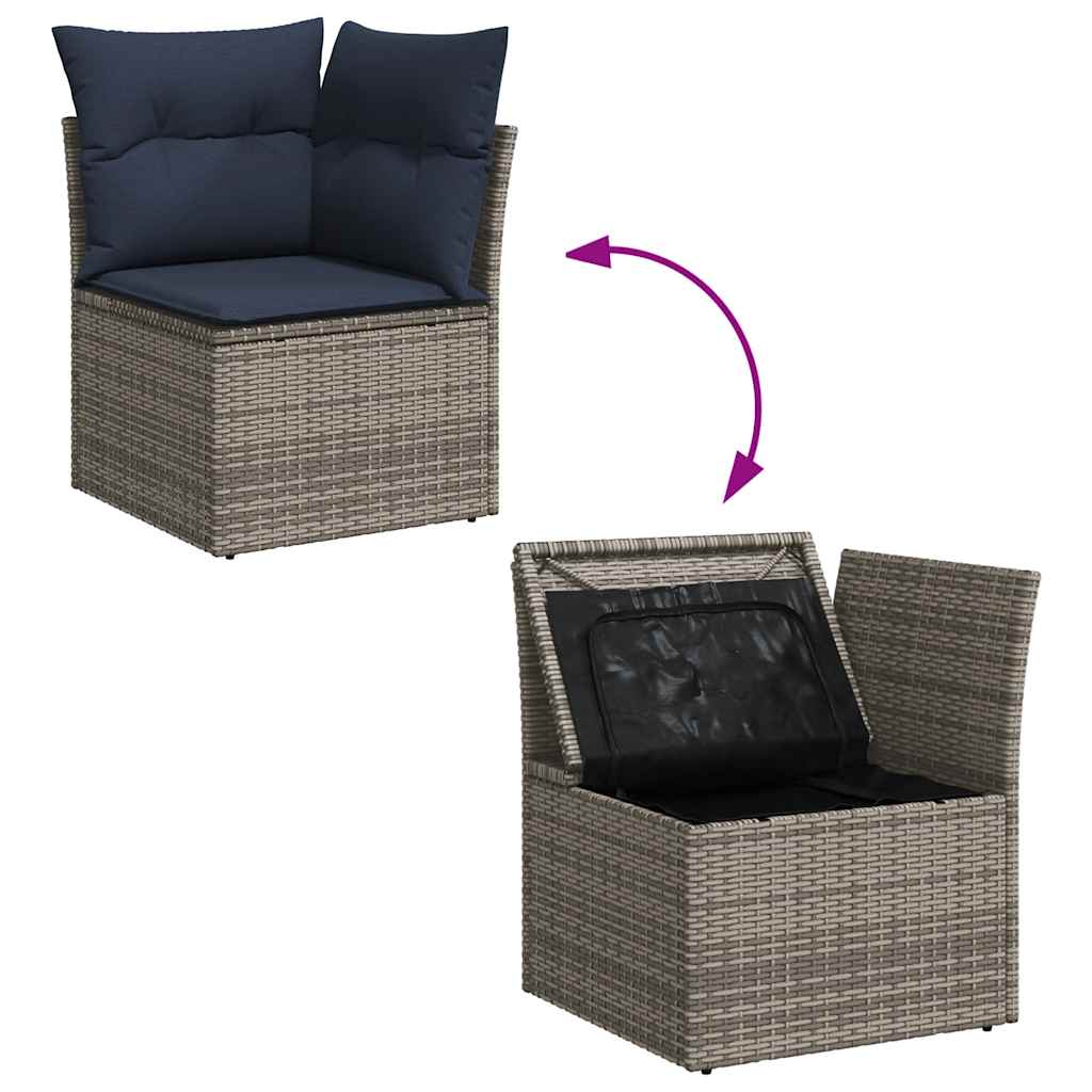 sofasæt til haven 8 dele med hynder polyrattan grå