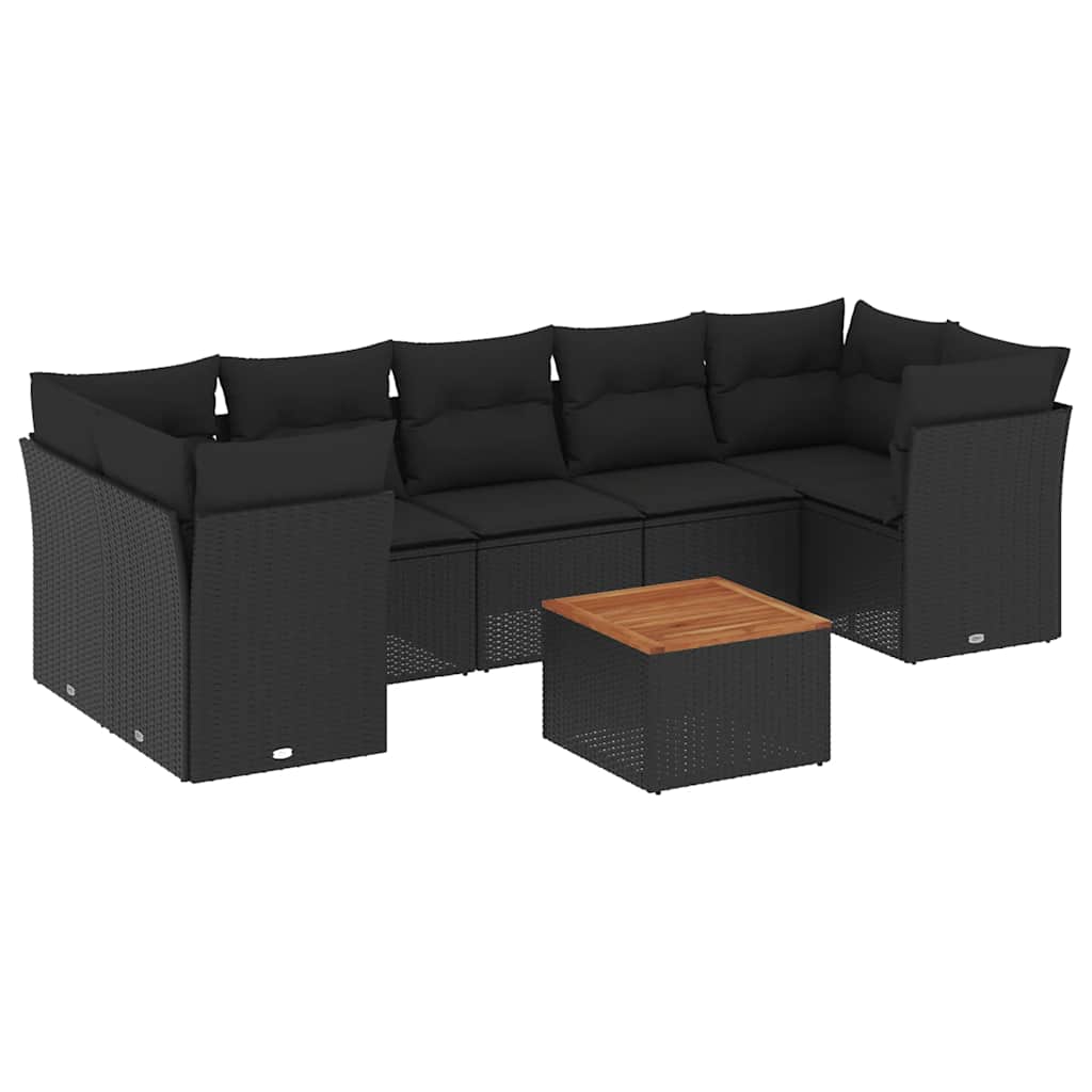 sofasæt til haven 8 dele med hynder polyrattan sort