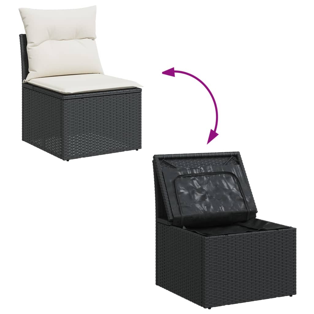 sofasæt til haven 8 dele med hynder polyrattan sort