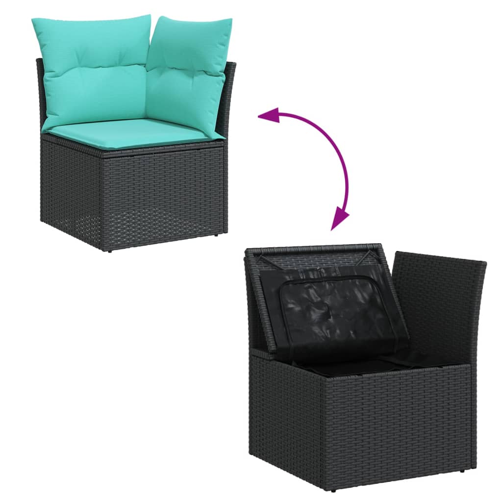 sofasæt til haven 9 dele med hynder polyrattan sort