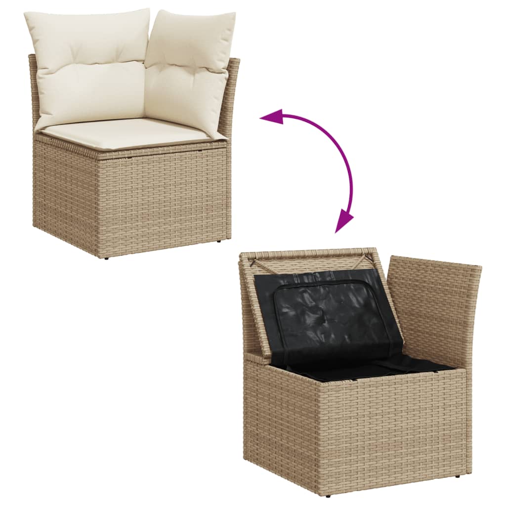 sofasæt til haven 9 dele med hynder polyrattan beige