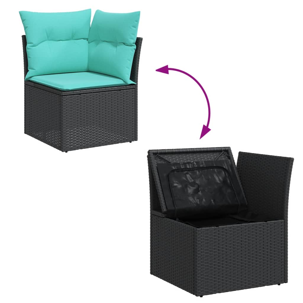 sofasæt til haven 6 dele med hynder polyrattan sort