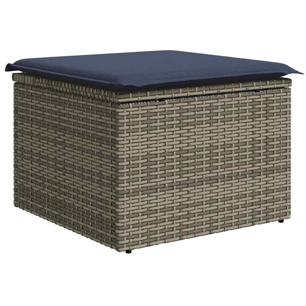 havesofasæt med 6 dele og hynder grå polyrattan