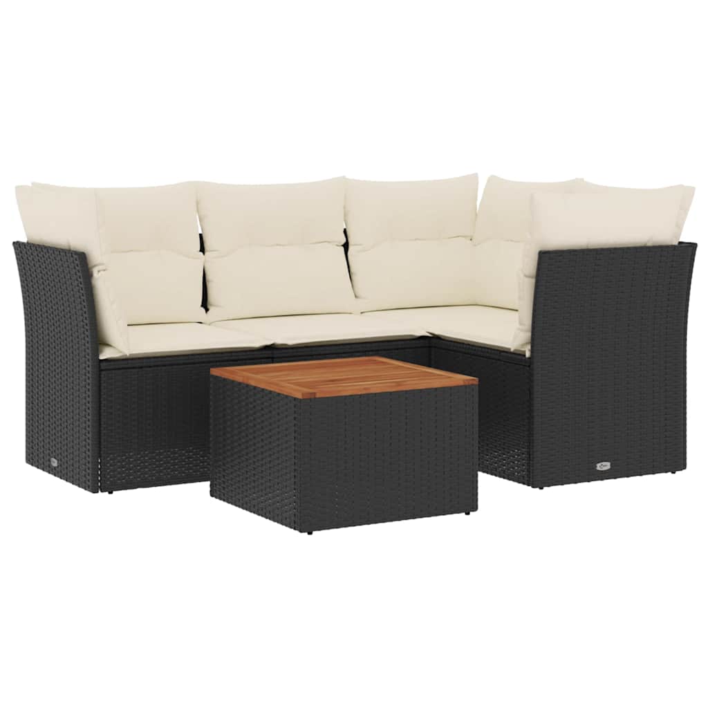sofasæt til haven 5 dele med hynder polyrattan sort