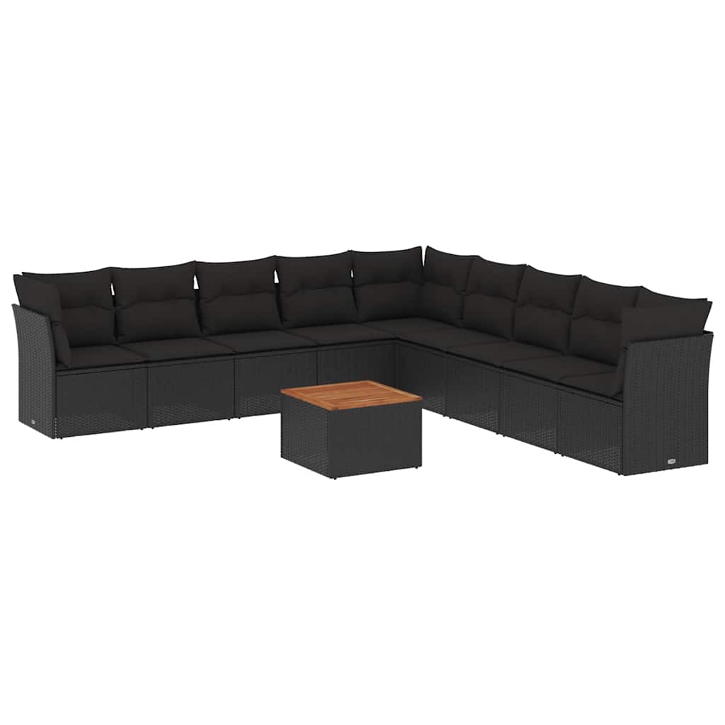sofasæt til haven 10 dele med hynder polyrattan sort