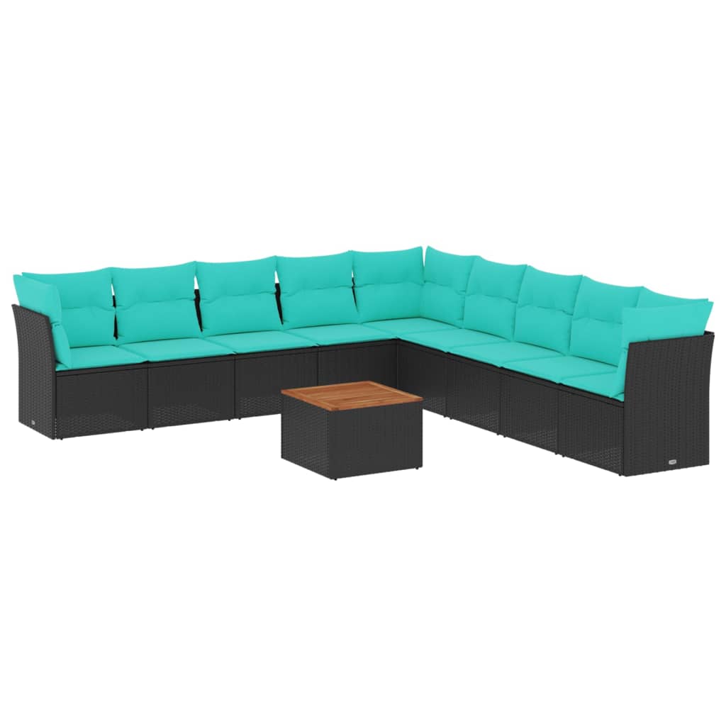sofasæt til haven 10 dele med hynder polyrattan sort