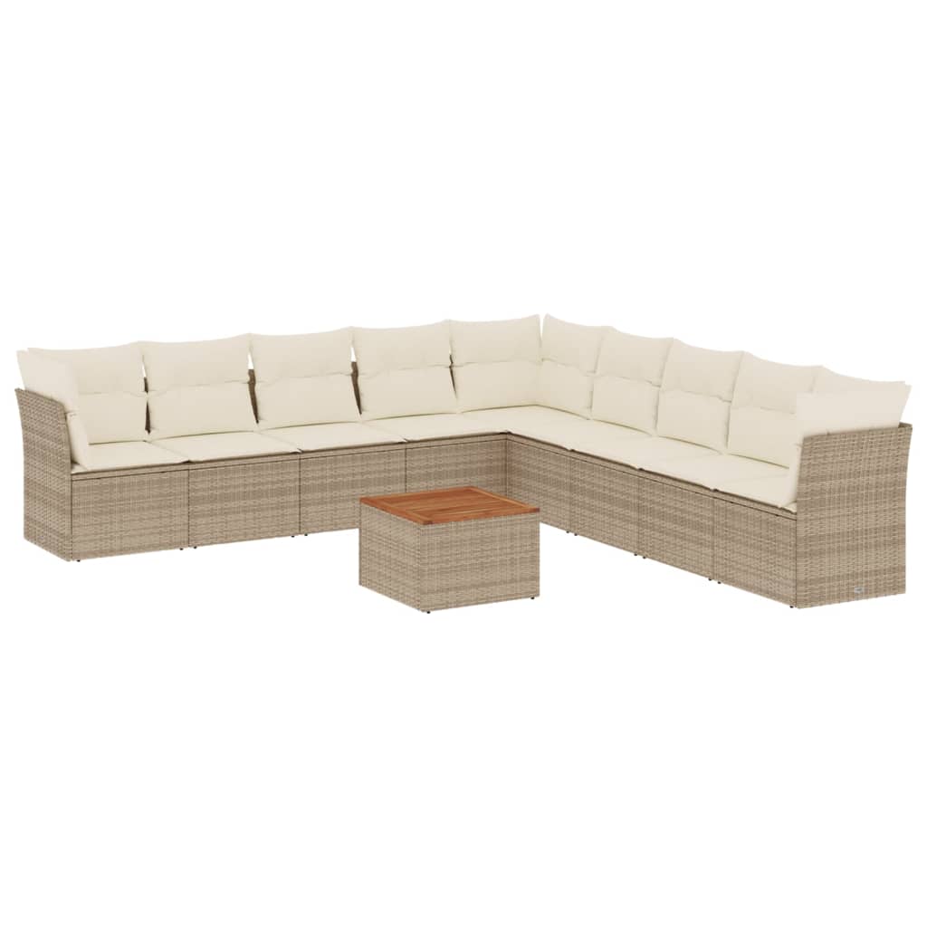 sofasæt til haven 10 dele med hynder polyrattan beige