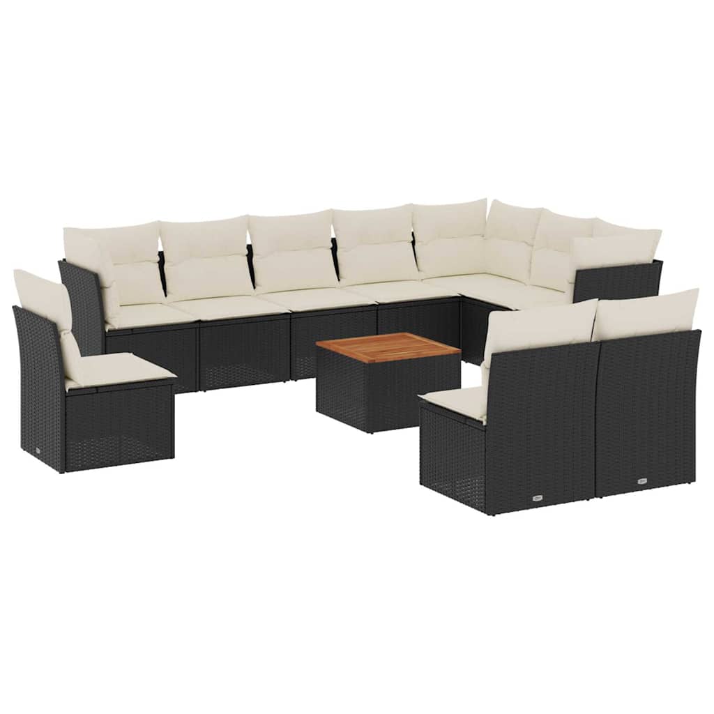 sofasæt til haven 11 dele med hynder polyrattan sort