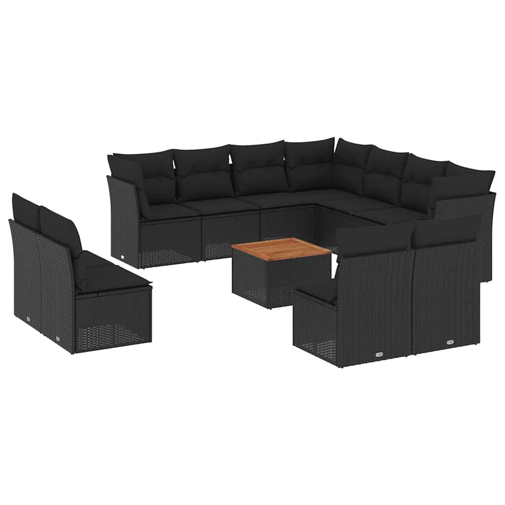 sofasæt til haven 12 dele med hynder polyrattan sort