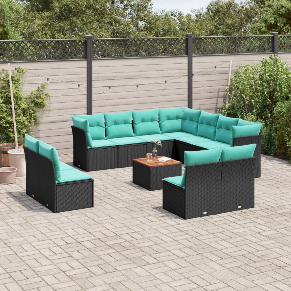 sofasæt til haven 12 dele med hynder polyrattan sort