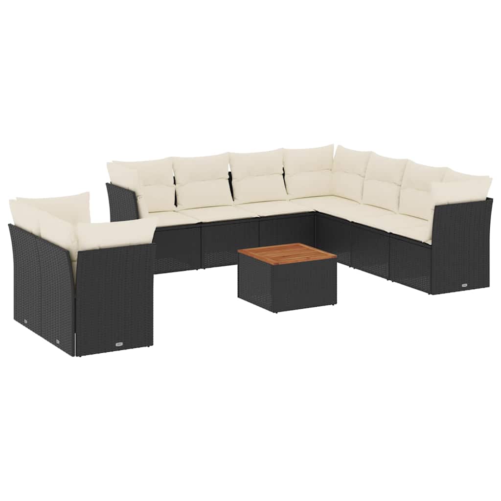 sofasæt til haven 11 dele med hynder polyrattan sort