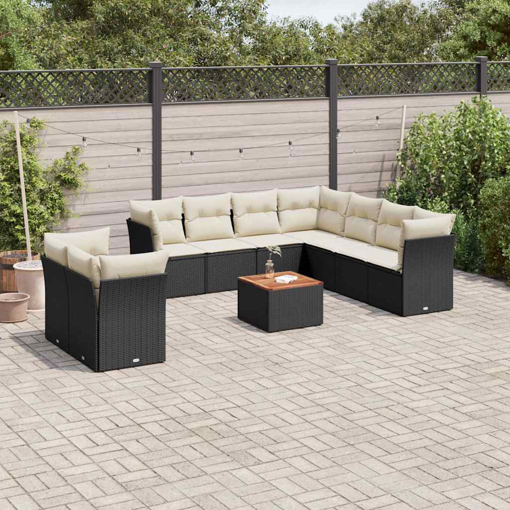 sofasæt til haven 11 dele med hynder polyrattan sort