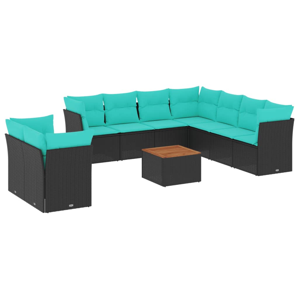 sofasæt til haven 11 dele med hynder polyrattan sort