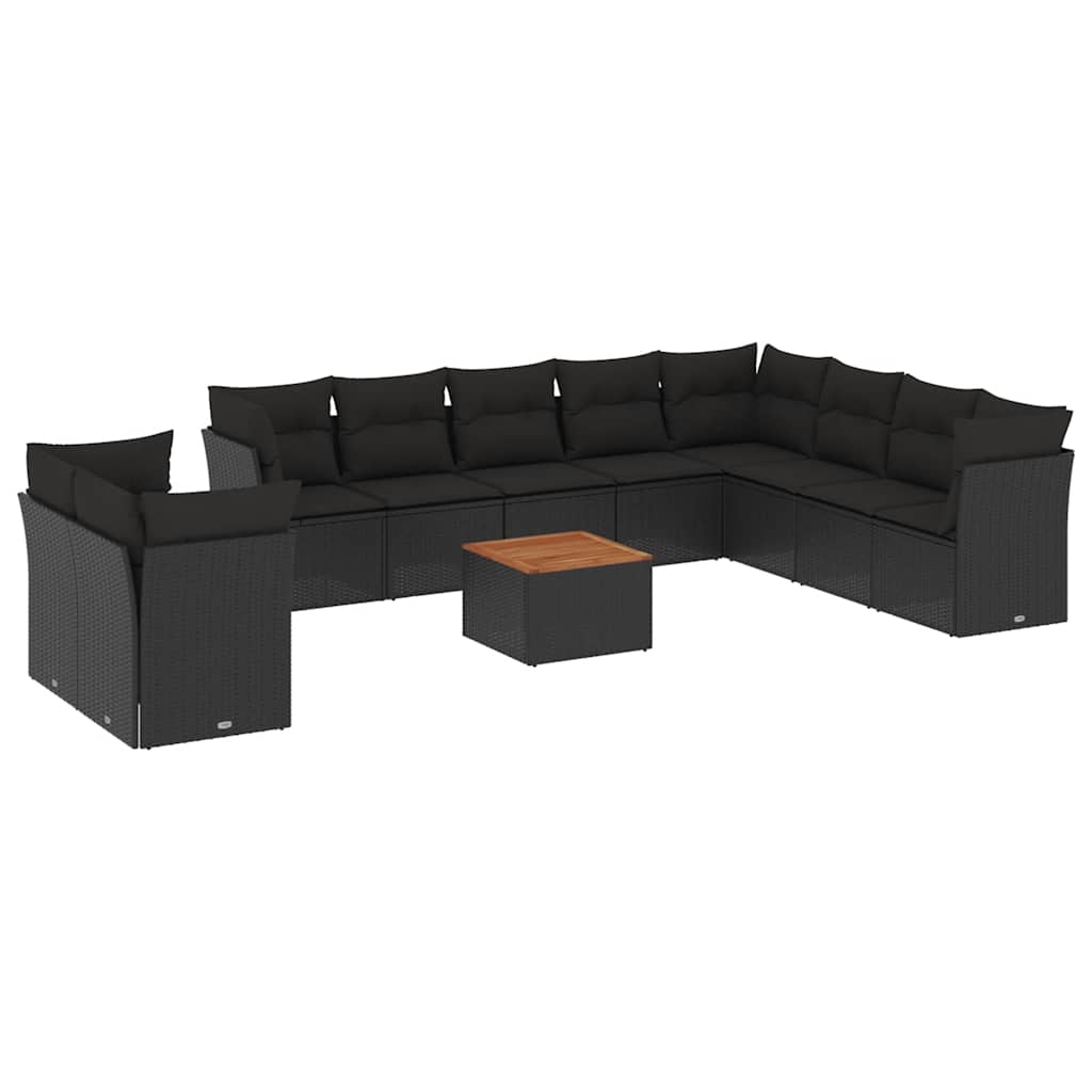 sofasæt til haven 11 dele med hynder polyrattan sort