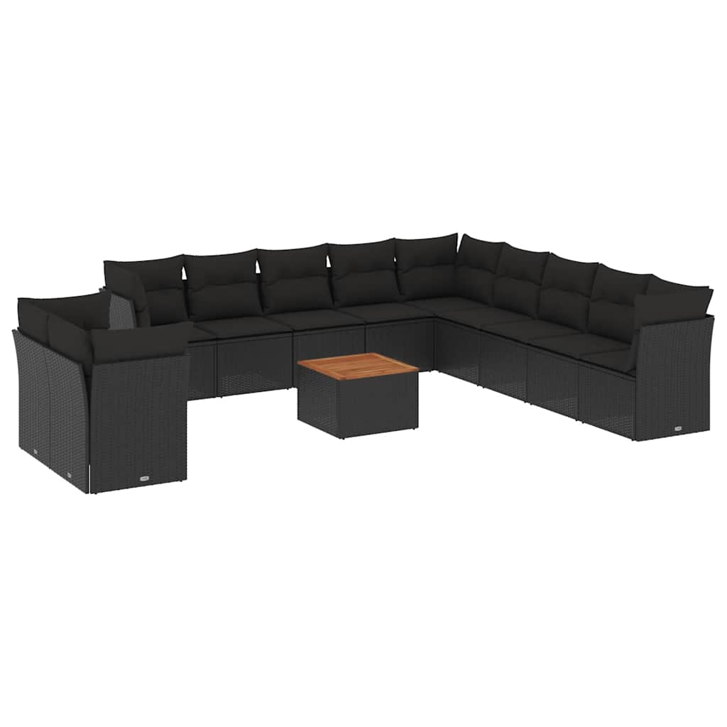 sofasæt til haven 12 dele med hynder polyrattan sort