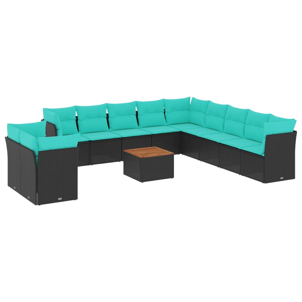 sofasæt til haven 12 dele med hynder polyrattan sort