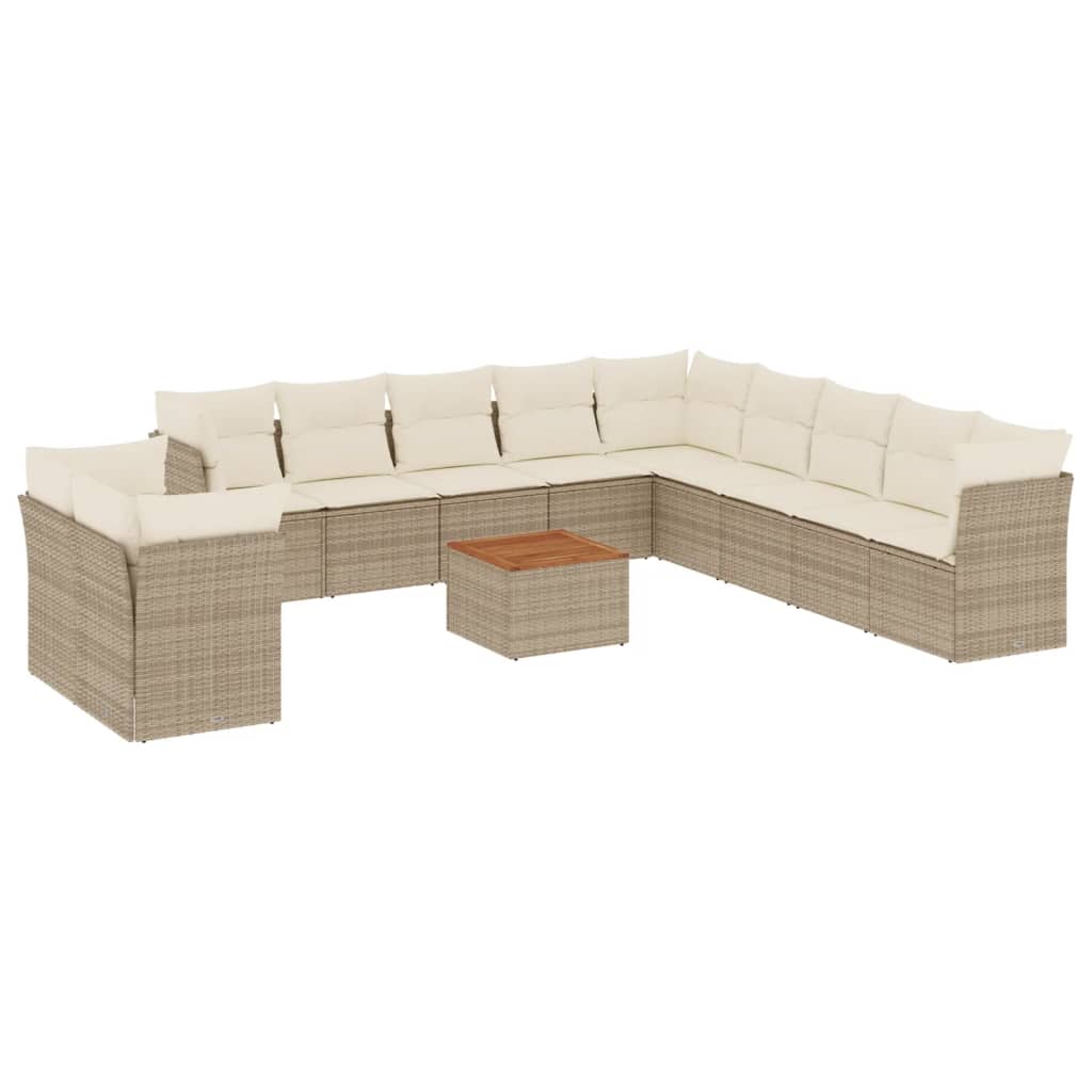 sofasæt til haven 12 dele med hynder polyrattan beige