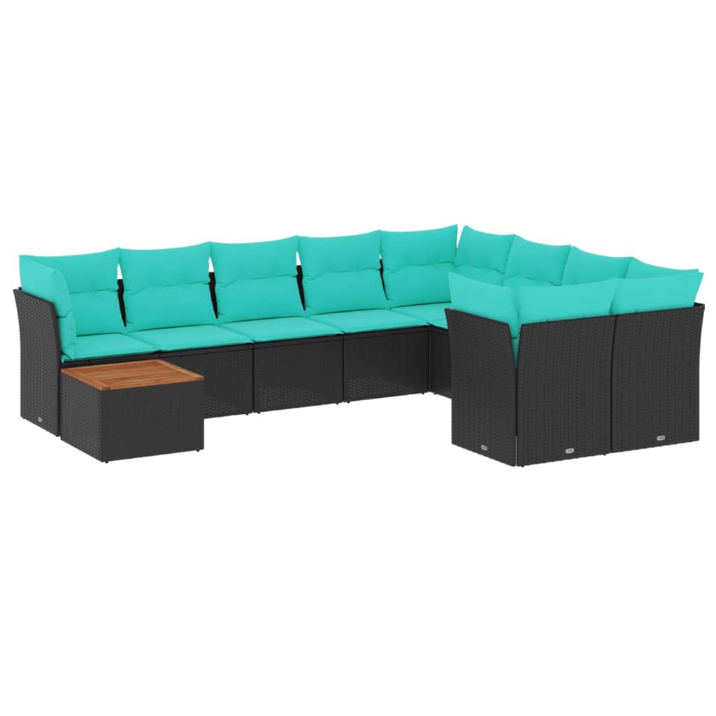 sofasæt til haven 10 dele med hynder polyrattan sort