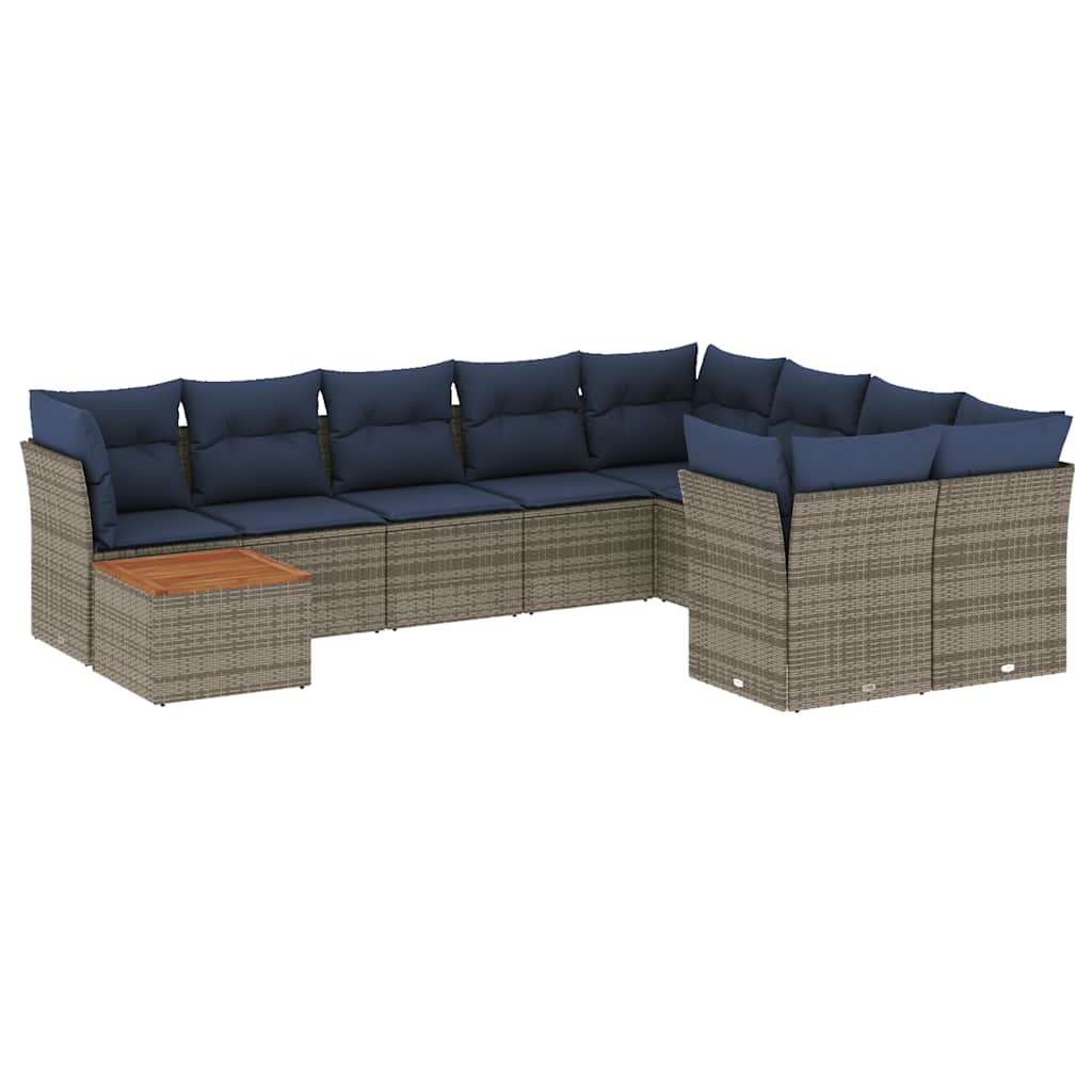 sofasæt til haven 10 dele med hynder polyrattan grå