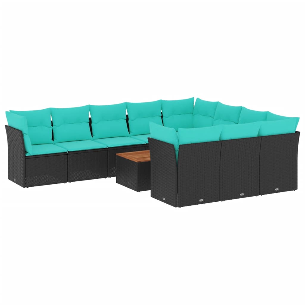 sofasæt til haven 11 dele med hynder polyrattan sort