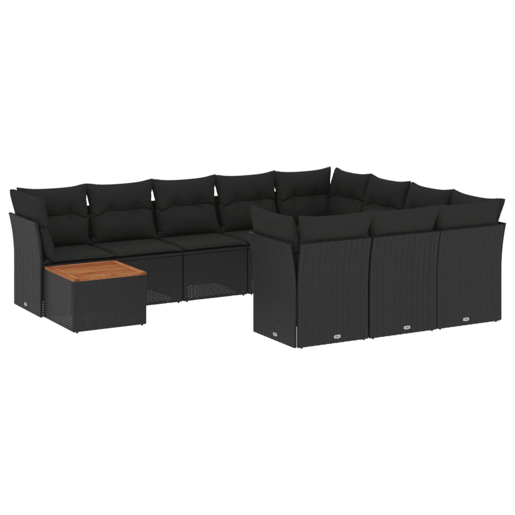 sofasæt til haven 11 dele med hynder polyrattan sort