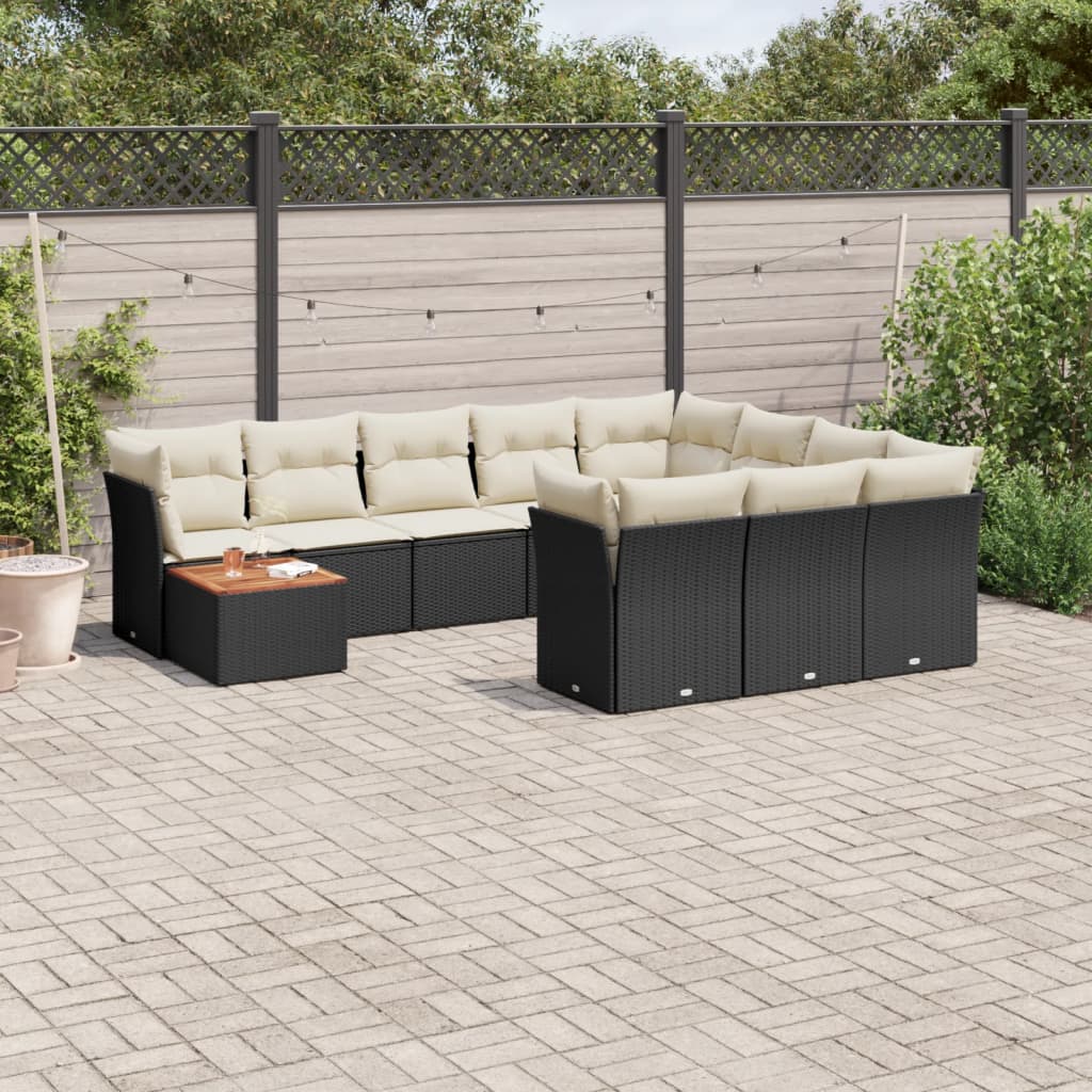 sofasæt til haven 11 dele med hynder polyrattan sort