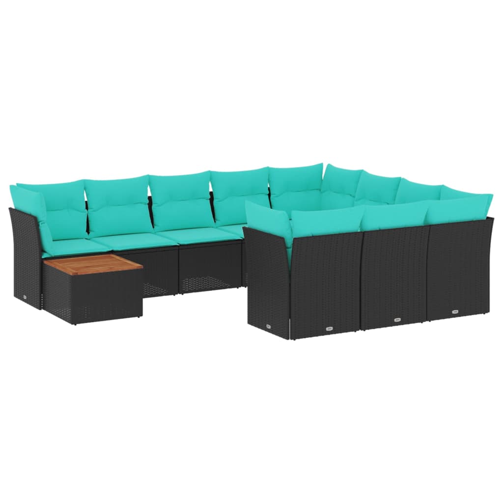 sofasæt til haven 11 dele med hynder polyrattan sort