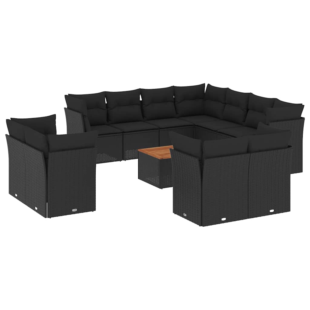 sofasæt til haven 12 dele med hynder polyrattan sort