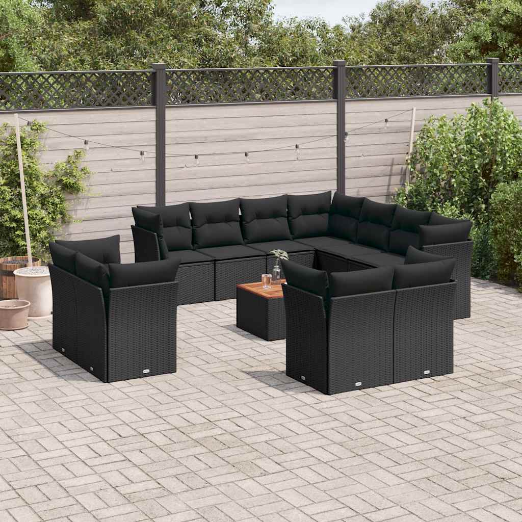 sofasæt til haven 12 dele med hynder polyrattan sort