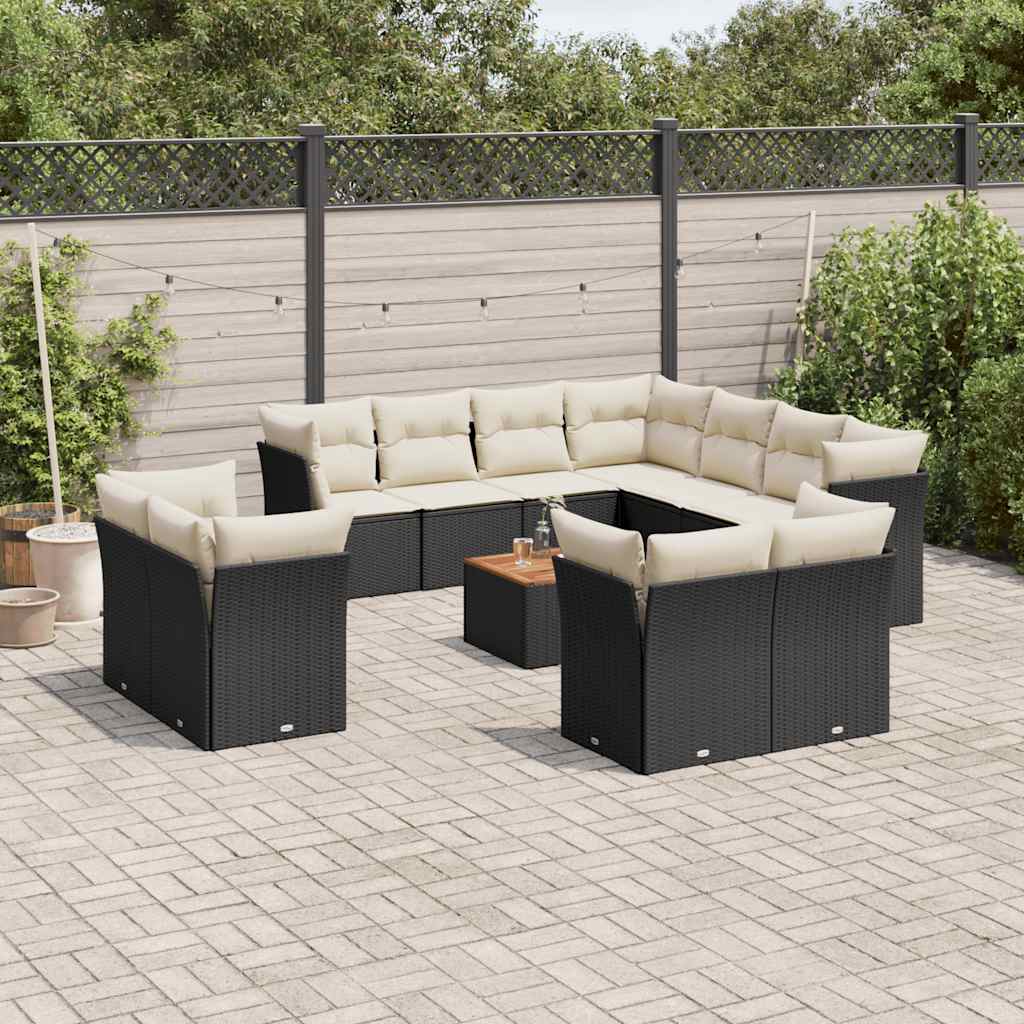 sofasæt til haven 12 dele med hynder polyrattan sort