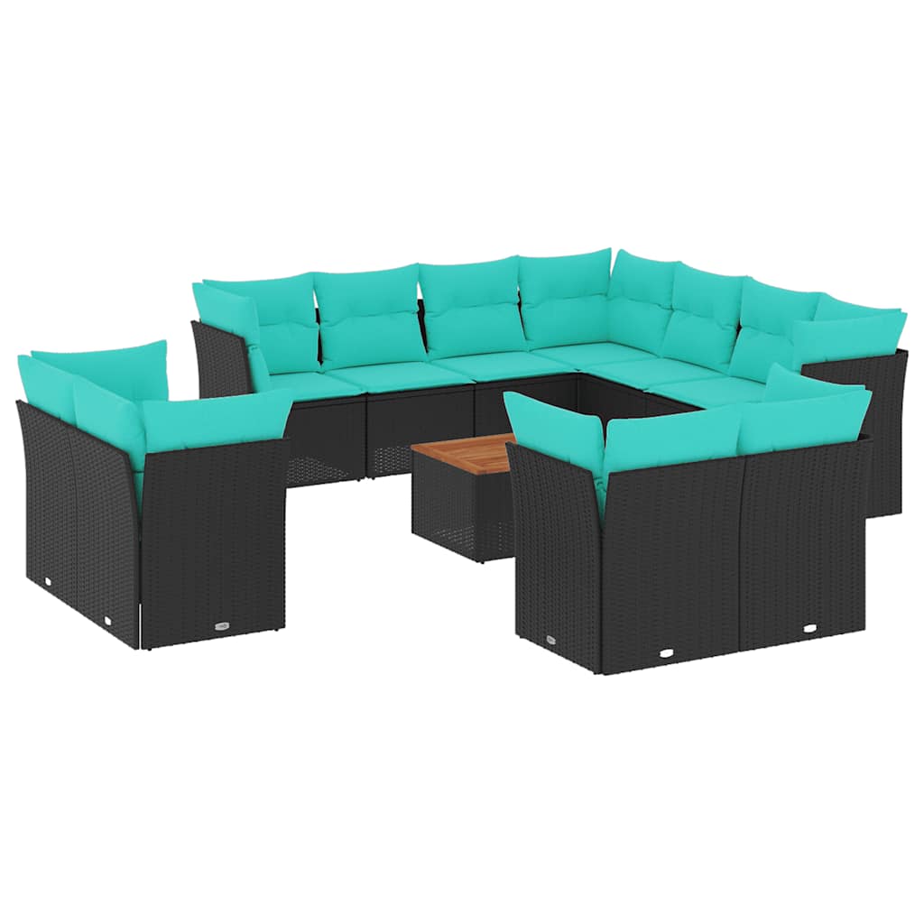sofasæt til haven 12 dele med hynder polyrattan sort