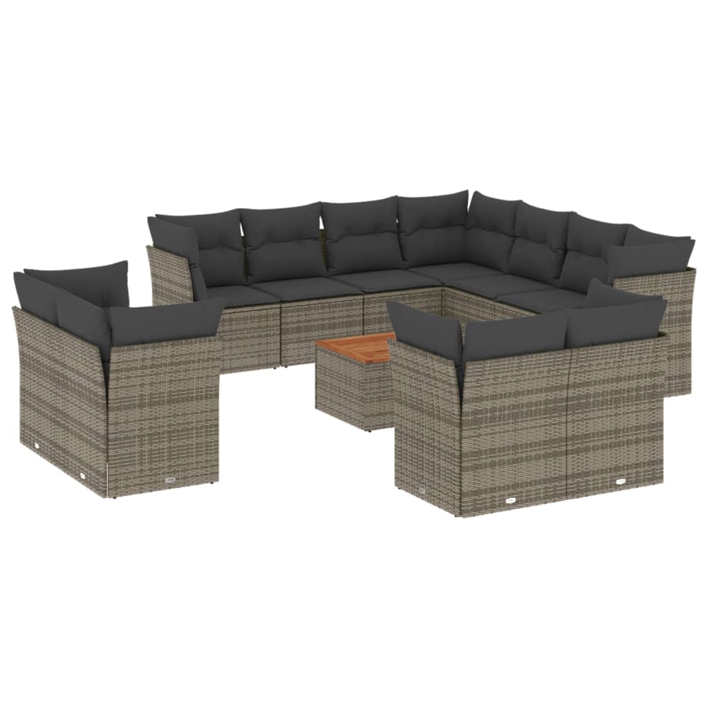 sofasæt til haven 12 dele med hynder polyrattan grå