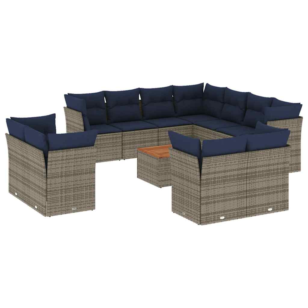sofasæt til haven 12 dele med hynder polyrattan grå
