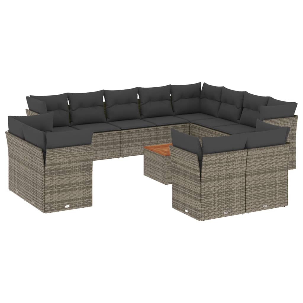 sofasæt til haven 13 dele med hynder polyrattan grå