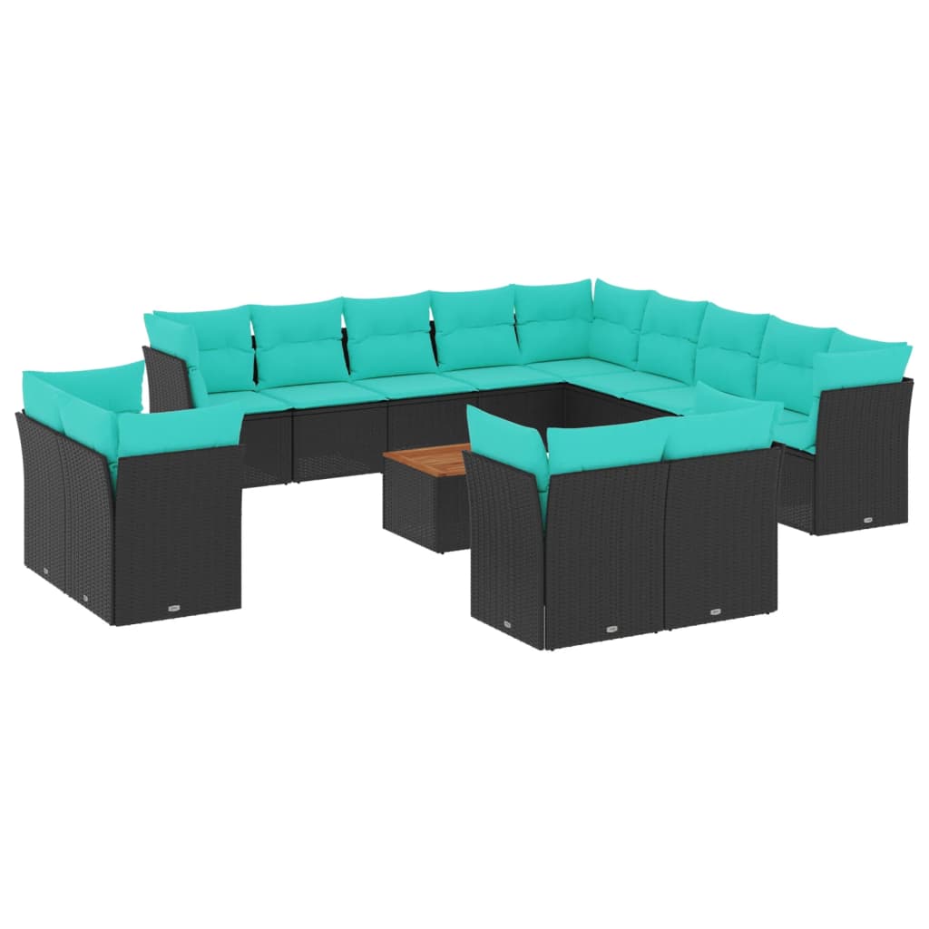 sofasæt til haven 14 dele med hynder polyrattan sort