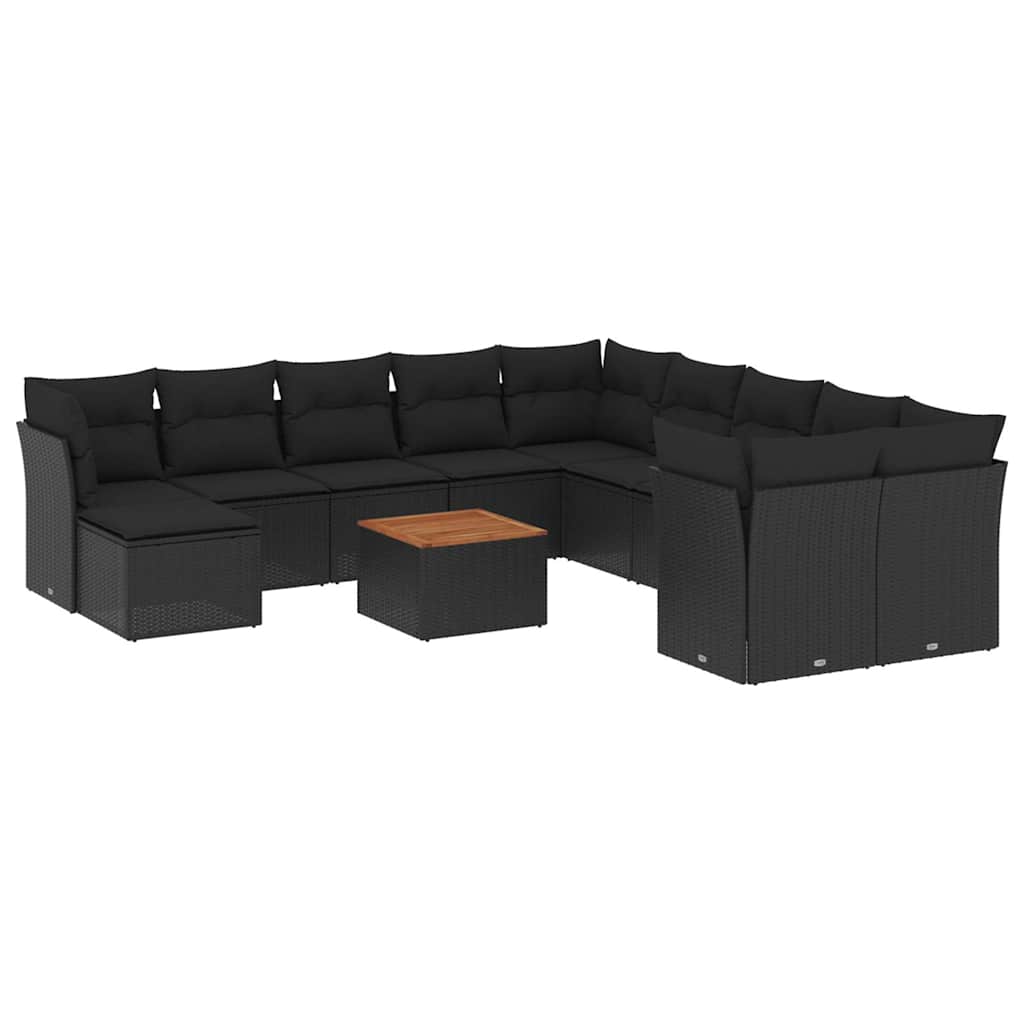sofasæt til haven 12 dele med hynder polyrattan sort