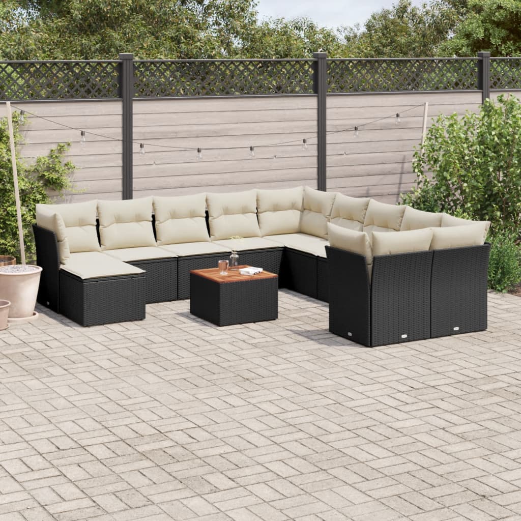 sofasæt til haven 12 dele med hynder polyrattan sort