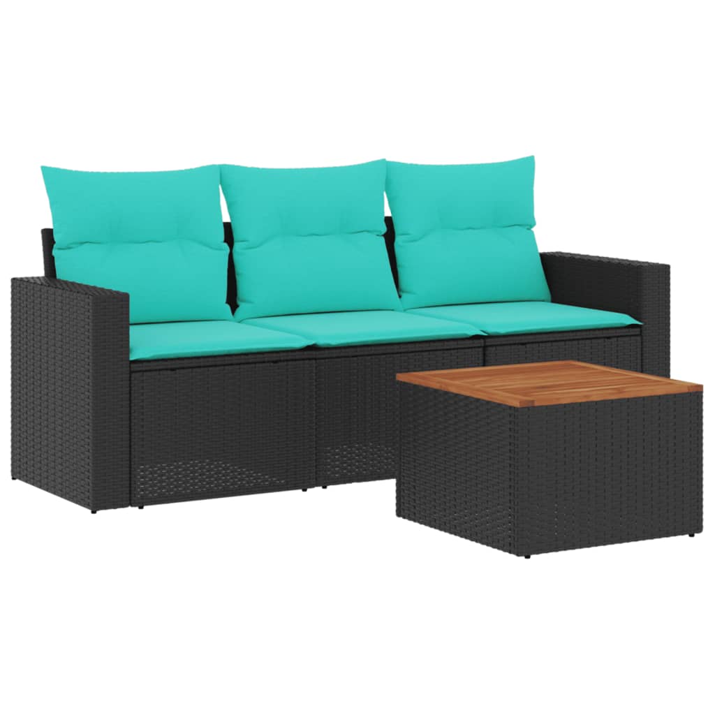 sofasæt til haven 4 dele med hynder polyrattan sort