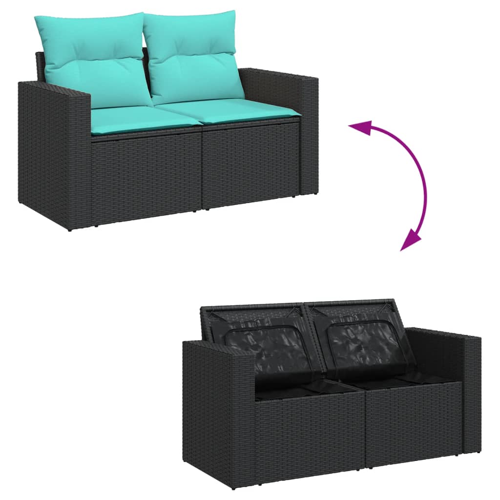 sofasæt til haven 4 dele med hynder polyrattan sort