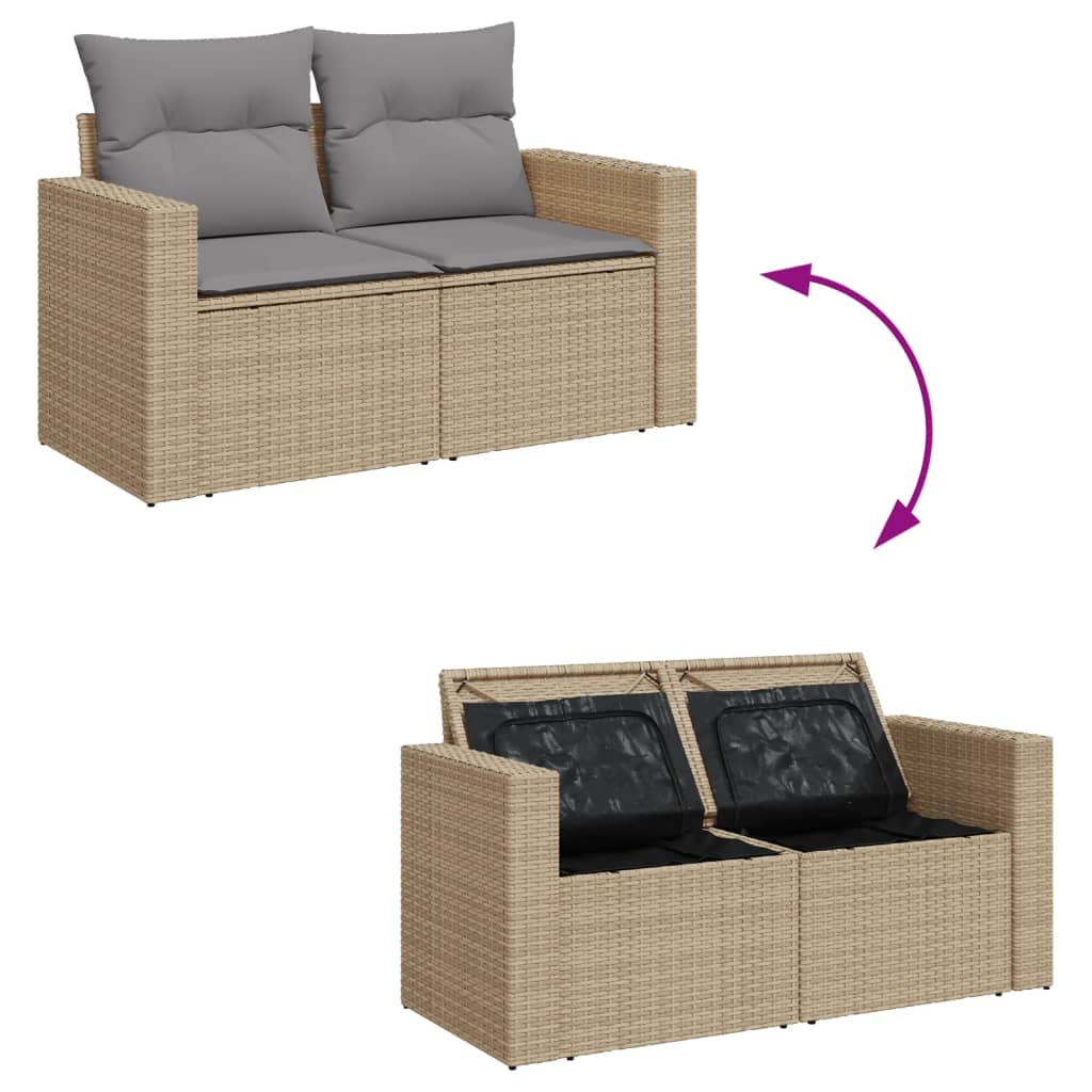 sofasæt til haven 4 dele med hynder polyrattan beige