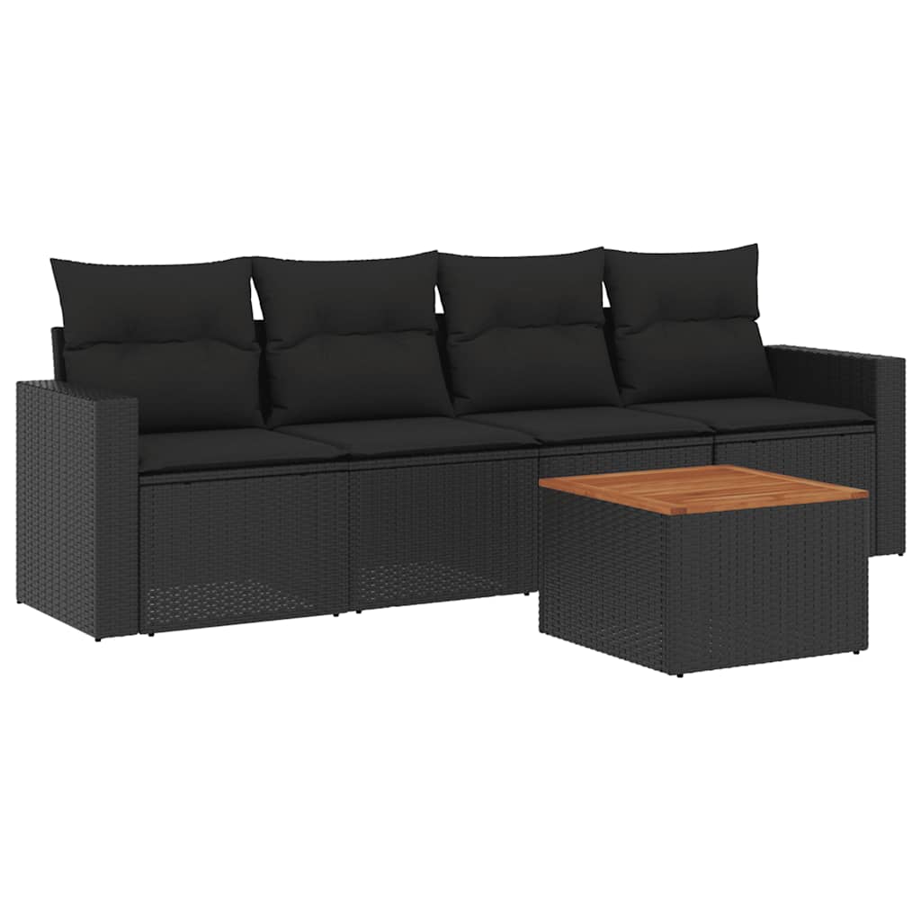 sofasæt til haven 5 dele med hynder polyrattan sort