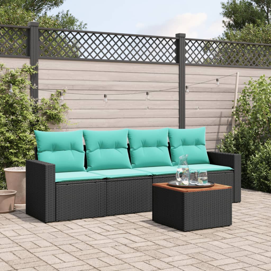 sofasæt til haven 5 dele med hynder polyrattan sort